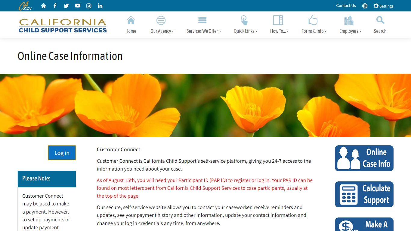 Online Case Information | CA Child Support Services
